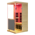 909MX Mini 1-person hemlock infrared sauna with 270 degree panoramic glass