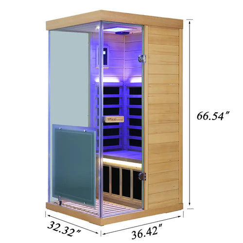 909MX Mini hemlock infrared sauna side profile
