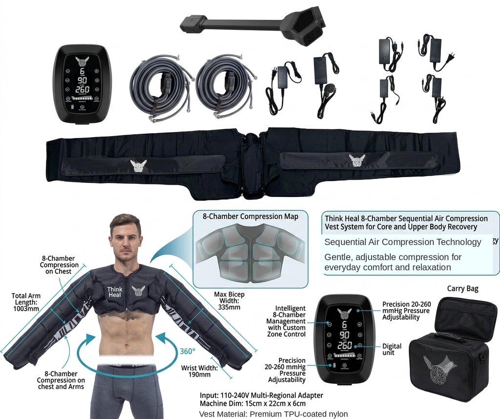 Think Heal Air Compression Recovery Set — Full-Arm Garment + Main Unit