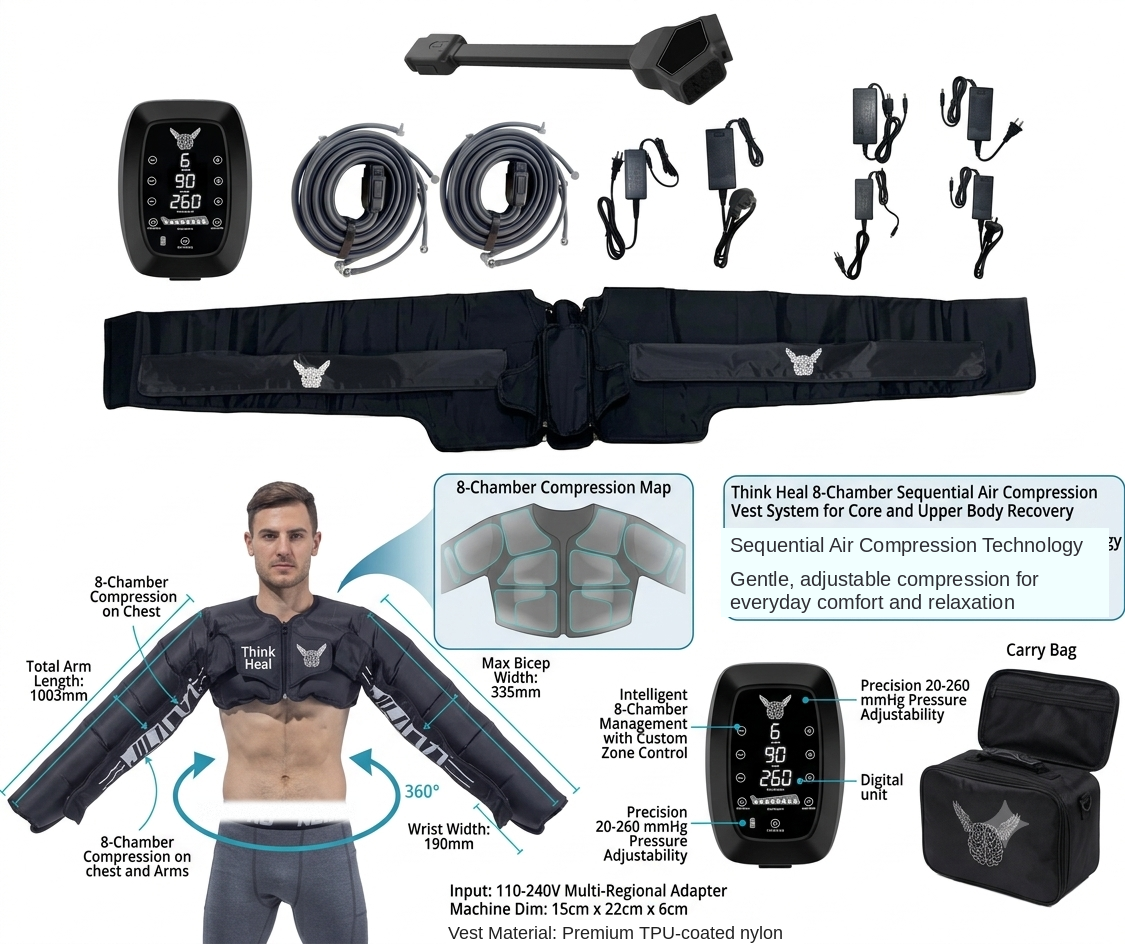 Think Heal Air Compression Recovery Set — Full-Arm Garment + Main Unit