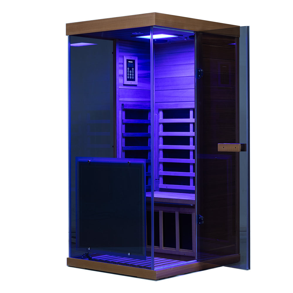 909MX Mini hemlock sauna interior lighting
