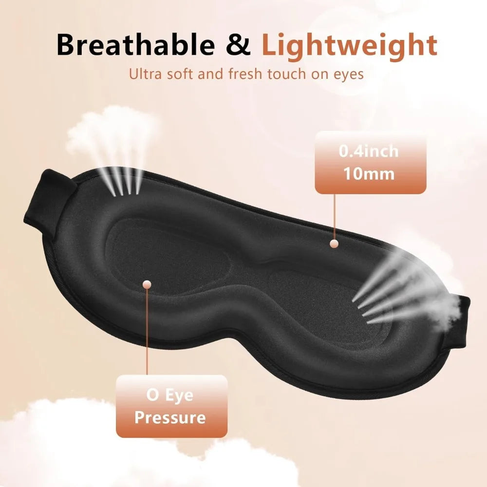 3D Contoured Eye Mask with Zero Pressure, 100% blackout,Eye mask for Sleep,Suitable for offices, napping, travel, and relaxation