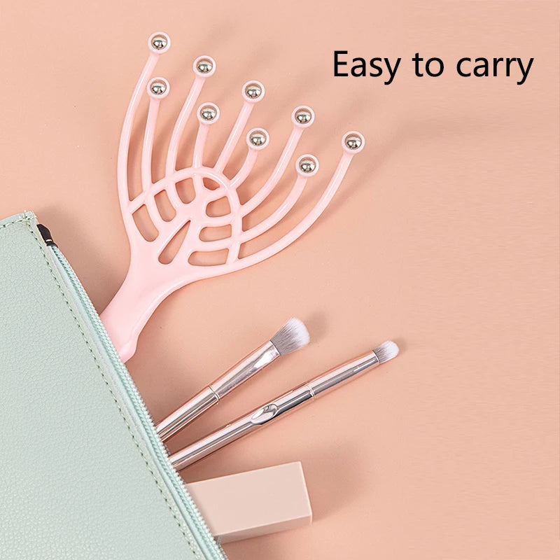 Head Massager Hand Held 9 Claws Steel Ball Scalp Neck Relax Spa Acupoint pressing Comb Roller Massage Hair Stress Relief
