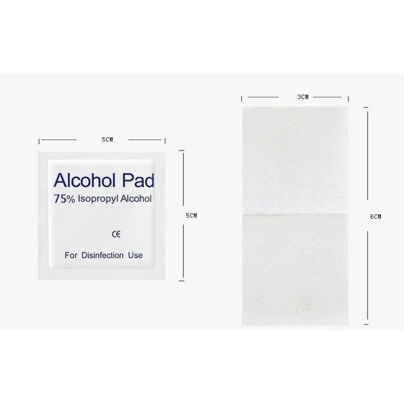 100pcs Portable Alcohol Prep Pads Disinfectant Swabs Wipes Cleaner 70% Alcohol Content Suitable for Mobile Phone Cleaning