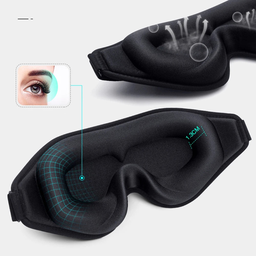 3D Sleeping Eyes Mask Block Out Light Memory Foam Silk Soft Padded Sleep Masker For Eyes Sleep Aid Blindfold Eyepatch Eye Shade