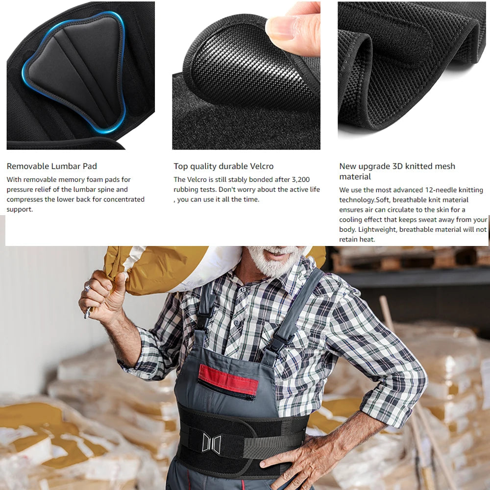 Back Brace for Lower Back Pain Relief - Lumbar Support Belt with Adjustable Pulley System,Bionic Spine Design -  for Men &Women