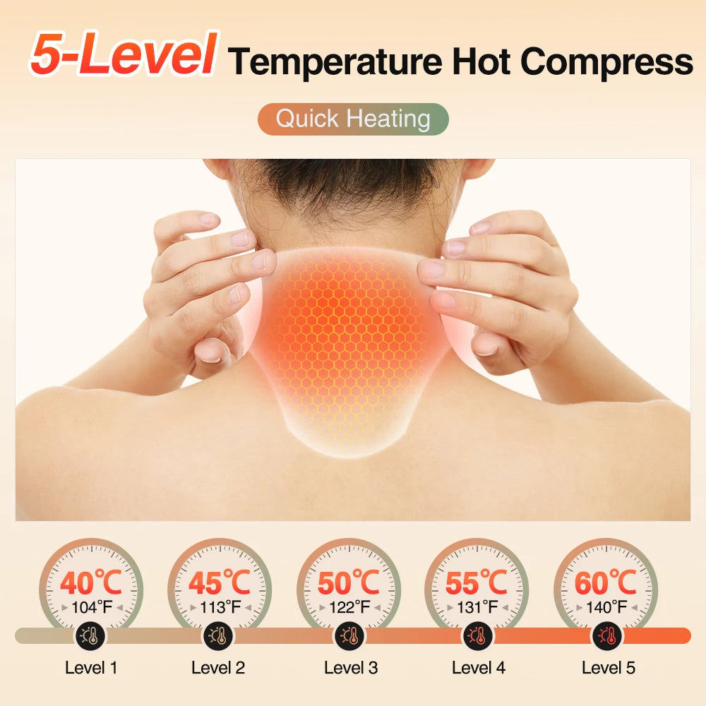 Electric Neck Massager with Heat,3-Level Heating & Vibration for Pain Relief,Rechargeable Heated Neck Wrap Relax Stiff Muscles