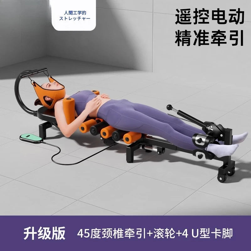 Electric Neck Waist Traction Bed, Physiotherapy Massage Stretching Device for Pain Relief