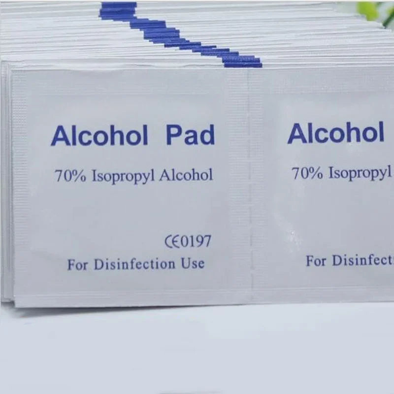 100pcs Portable Alcohol Prep Pads Disinfectant Swabs Wipes Cleaner 70% Alcohol Content Suitable for Mobile Phone Cleaning