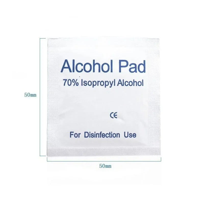 100pcs Portable Alcohol Prep Pads Disinfectant Swabs Wipes Cleaner 70% Alcohol Content Suitable for Mobile Phone Cleaning