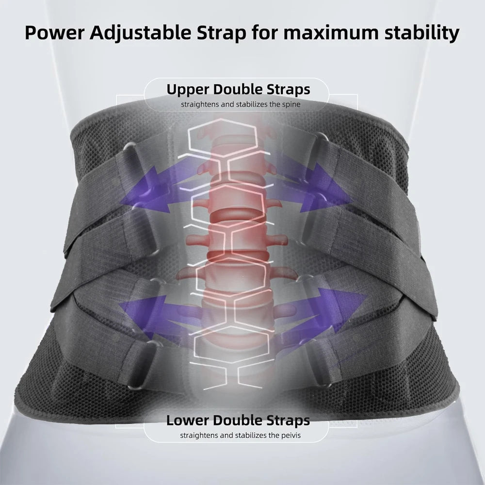Back Brace for Lower Back Pain Relief - Lumbar Support Belt with Adjustable Pulley System,Bionic Spine Design -  for Men &Women