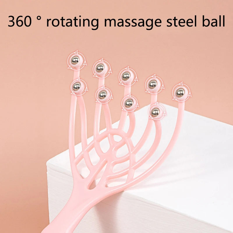 Head Massager Hand Held 9 Claws Steel Ball Scalp Neck Relax Spa Acupoint pressing Comb Roller Massage Hair Stress Relief