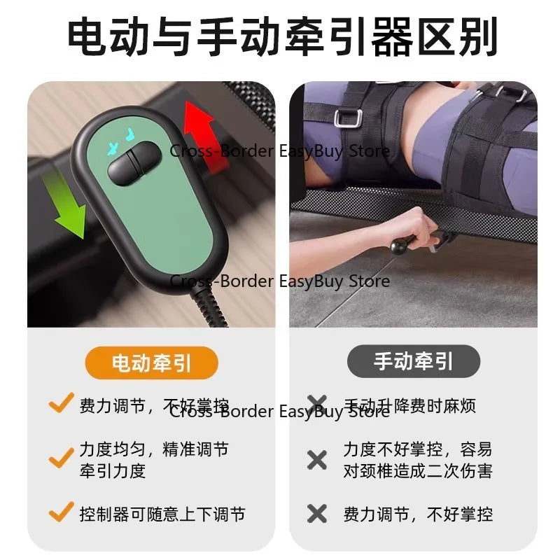 Electric Neck Waist Traction Bed, Physiotherapy Massage Stretching Device for Pain Relief