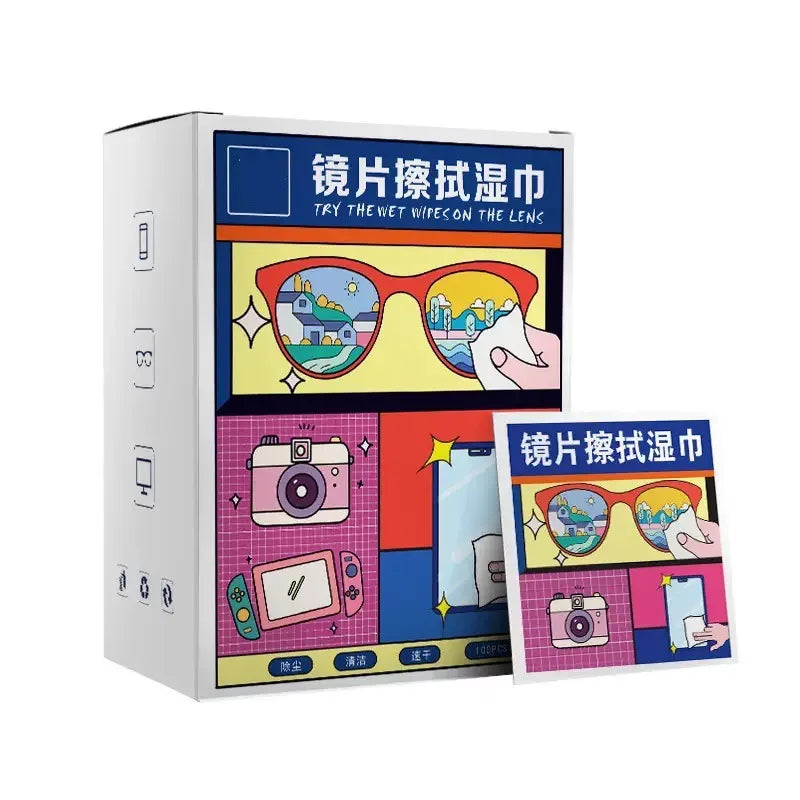 50-100 pcs Disposable Eyeglass Cleaning Wipes - Individually Packaged, Suitable for Eyeglasses, Smartphones, Tablet Screens - S