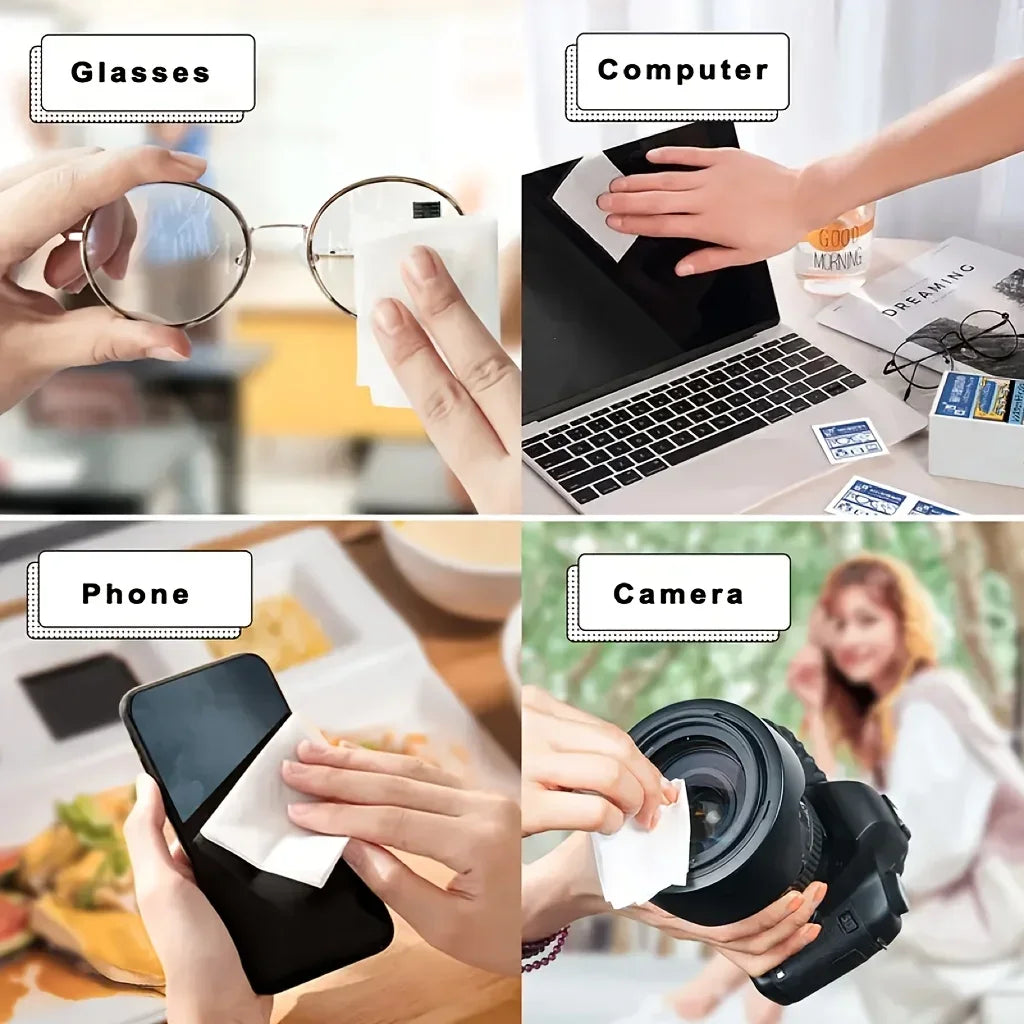 50-100 pcs Disposable Eyeglass Cleaning Wipes - Individually Packaged, Suitable for Eyeglasses, Smartphones, Tablet Screens - S