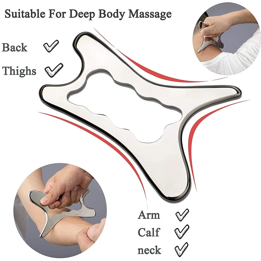 Stainless Gua Sha Tools Steel Scraping Massage Tool IASTM Massage Tools for Relaxing Soft Tissue, Reduce Head, Neck, Back Pain