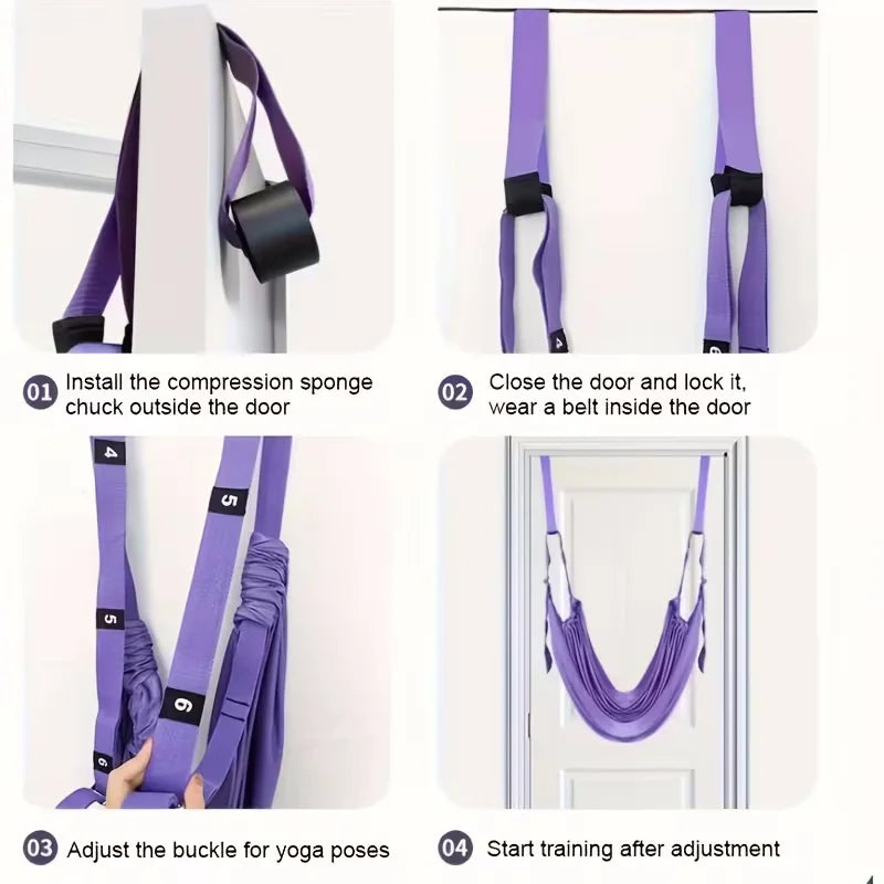 Yoga Stretch Strap Aerial Pilates Fitness Training Band Women Hammock Stretch Trainer with Door Anchor Gym Belt for Home Gym Use