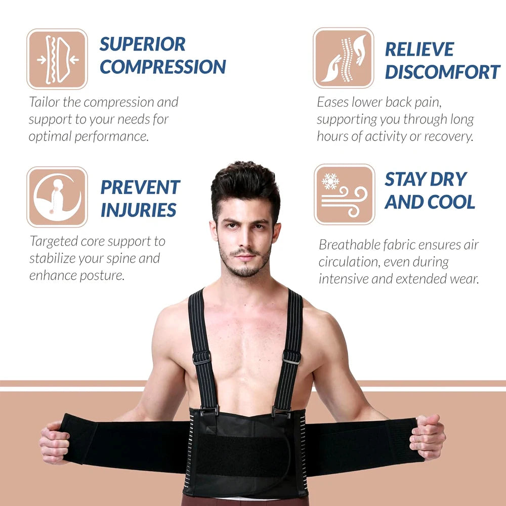 1PCS Working Lumbar Lower Back Brace Support Belt with Adjustable Straps- Back Pain Relief,Injury Recovery,Heavy Lifting Support