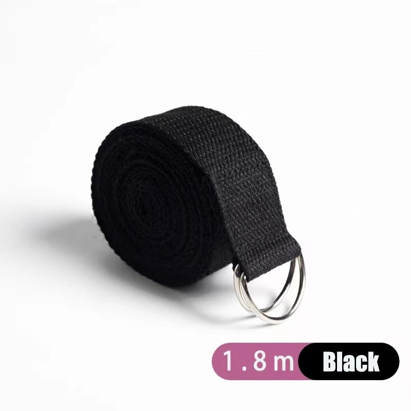 1.8mx3.8cm  Yoga Strap for Stretching Cotton Yoga Belt with Adjustable Metal D-Ring Buckle Stretch Band for Fitness Pilate