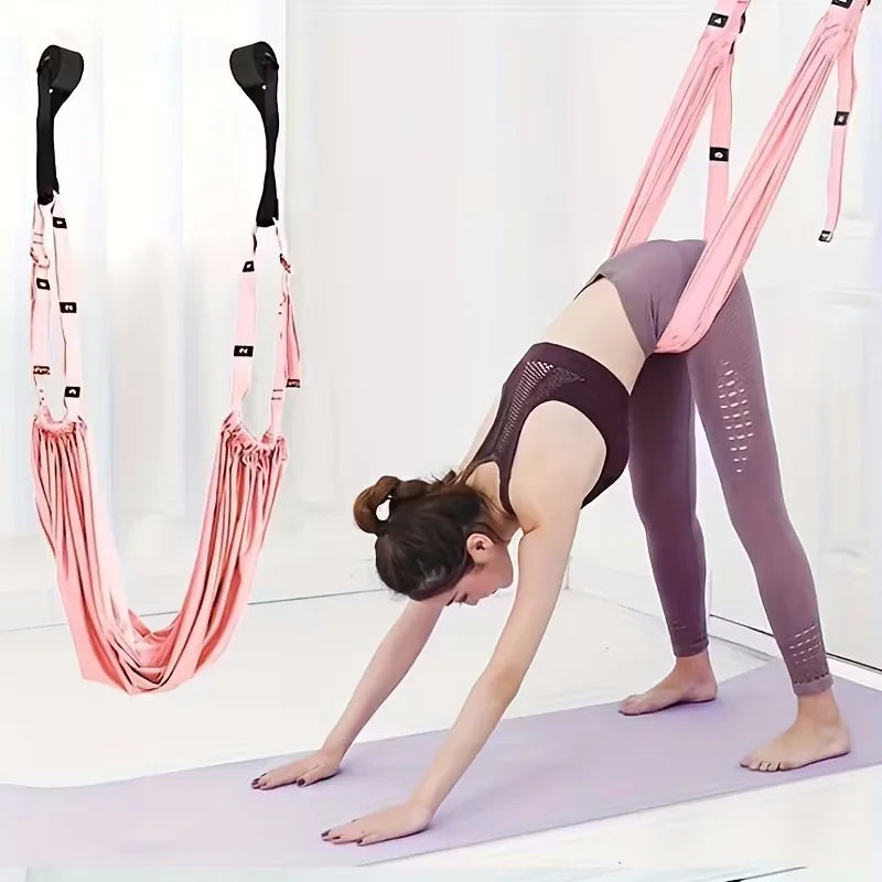 Yoga Stretch Strap Aerial Pilates Fitness Training Band Women Hammock Stretch Trainer with Door Anchor Gym Belt for Home Gym Use