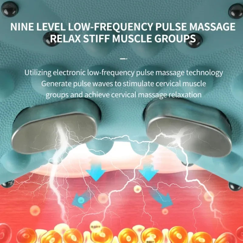 Electric Neck Massager Electric Neck Cervical Massager Head Pillow Neck Traction Vibration Kneading Massage Pillow Ergonomic
