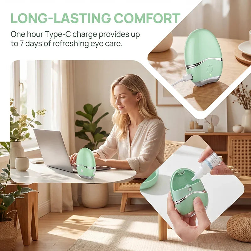 Nano Mist Sprayer, Ultrasonic Eye Moisturizer with Warm Compress Massage, 3-Second Auto Shut-Off, Type-C ,for Dry Eye Relief