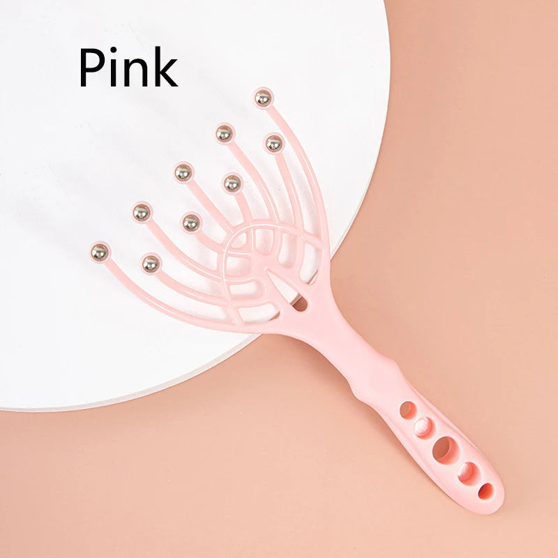 Head Massager Hand Held 9 Claws Steel Ball Scalp Neck Relax Spa Acupoint pressing Comb Roller Massage Hair Stress Relief
