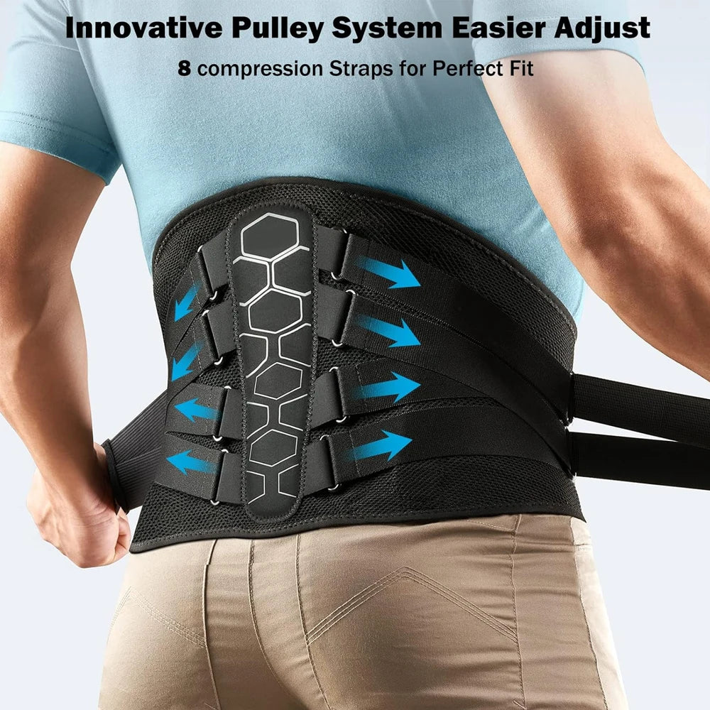 Back Brace for Lower Back Pain Relief - Lumbar Support Belt with Adjustable Pulley System,Bionic Spine Design -  for Men &Women