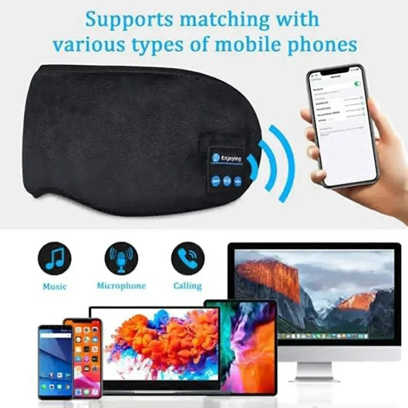 Bluetooth 5.0 Eye Mask Music Play Sleeping Headphones Soft 3D Answering Phone Calls Wireless Sleep Goggles for Sleep Headphones