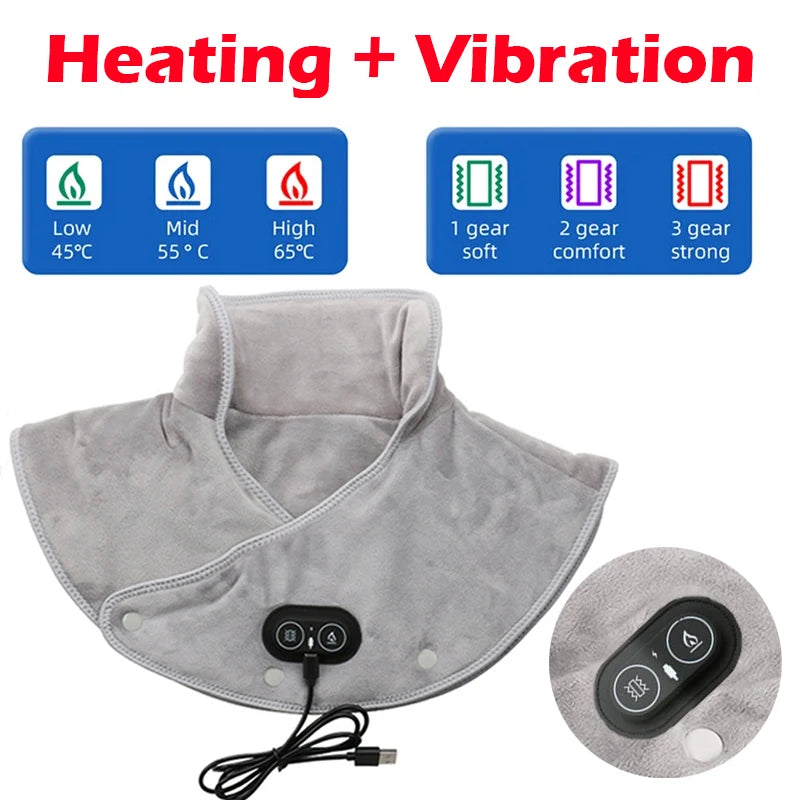 Electric Heating Neck Shoulder Vibration Massager Cervical Vertebra Arthritis Relief Infrared Therapy Neck Back Heated Relax Pad