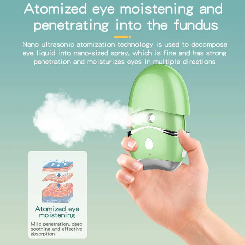 Nano Mist Sprayer, Ultrasonic Eye Moisturizer with Warm Compress Massage, 3-Second Auto Shut-Off, Type-C ,for Dry Eye Relief