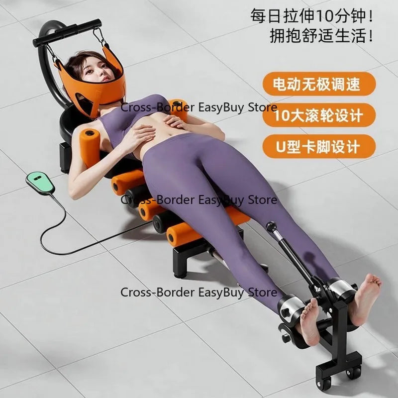 Electric Neck Waist Traction Bed, Physiotherapy Massage Stretching Device for Pain Relief