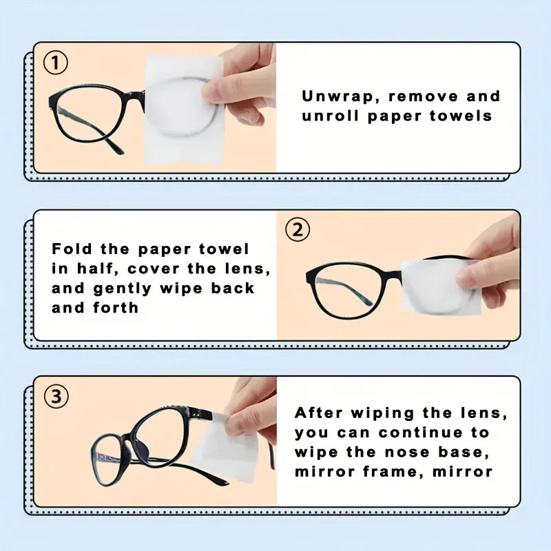 50-100 pcs Disposable Eyeglass Cleaning Wipes - Individually Packaged, Suitable for Eyeglasses, Smartphones, Tablet Screens - S