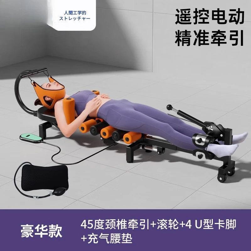 Electric Neck Waist Traction Bed, Physiotherapy Massage Stretching Device for Pain Relief