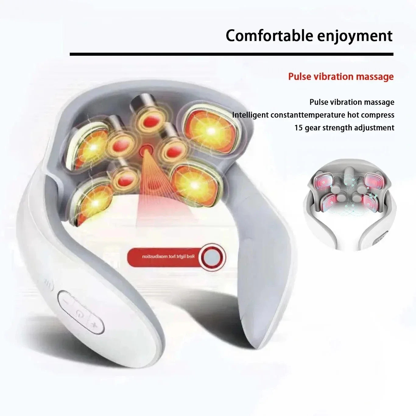 Electric Neck Massager EMS Pain Relief Pulse Cervical Acupressure Hot Compress Intelligent Massage Shoulder Relaxation Device