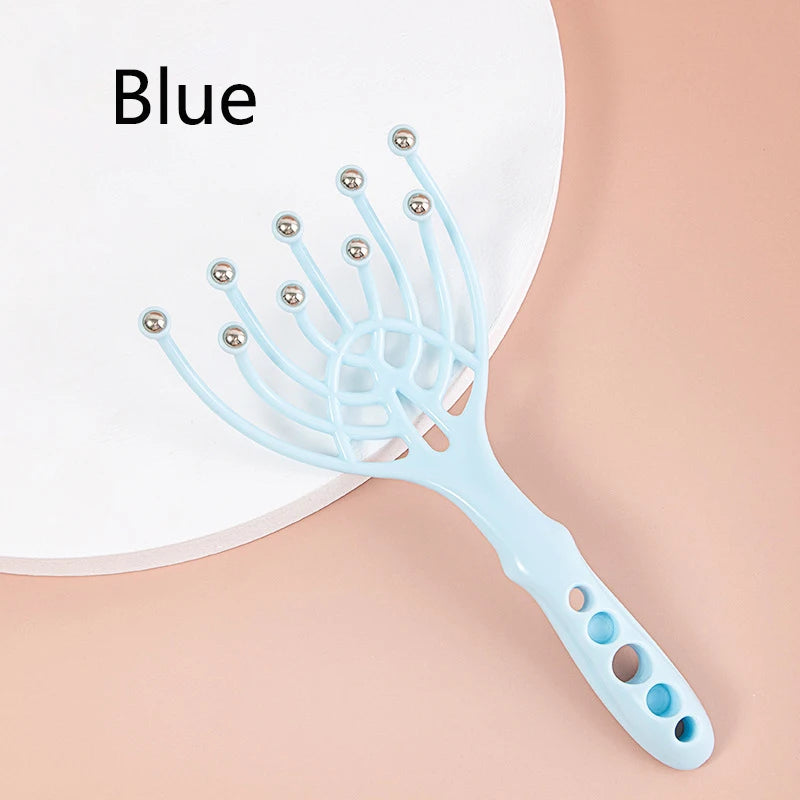 Head Massager Hand Held 9 Claws Steel Ball Scalp Neck Relax Spa Acupoint pressing Comb Roller Massage Hair Stress Relief