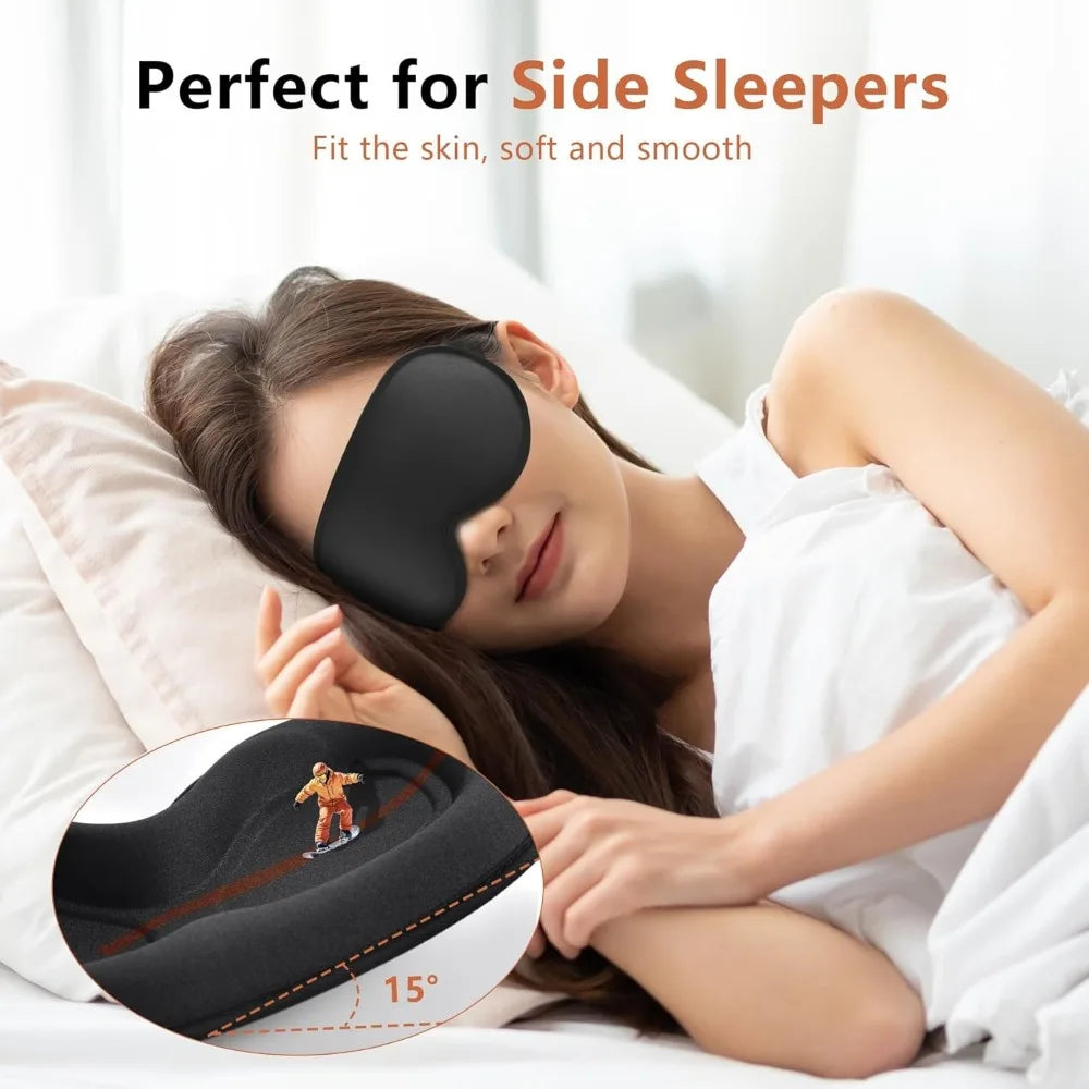 3D Contoured Eye Mask with Zero Pressure, 100% blackout,Eye mask for Sleep,Suitable for offices, napping, travel, and relaxation