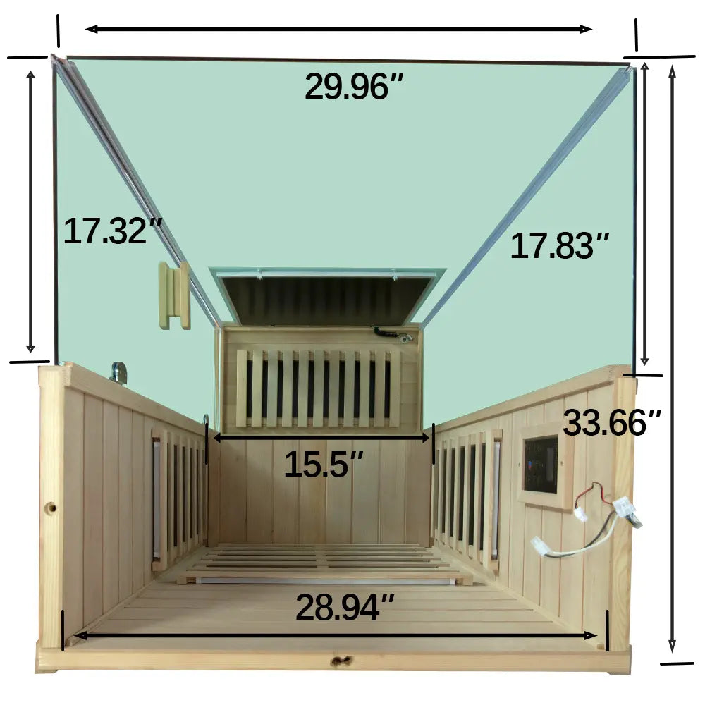 909MX Mini hemlock sauna interior bench and heating panels