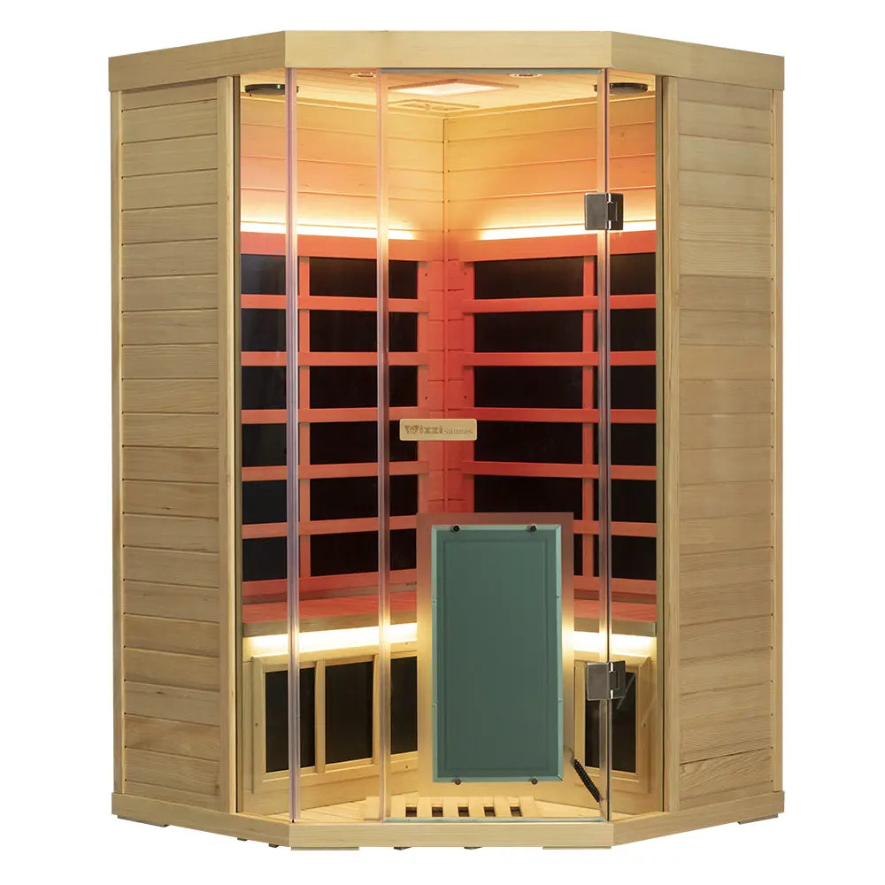 SH07 2-3 person hemlock corner infrared sauna