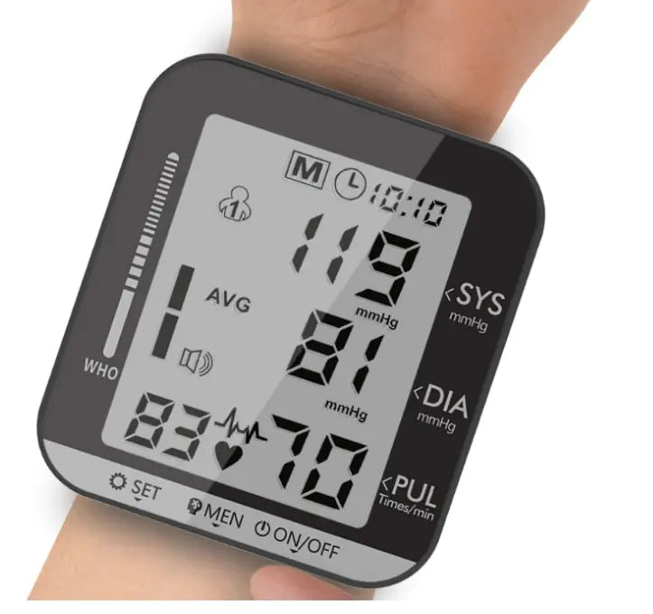 Wrist Blood Pressure Monitor - Fully Automatic Digital BP Monitor with Voice Announcement & LCD Display